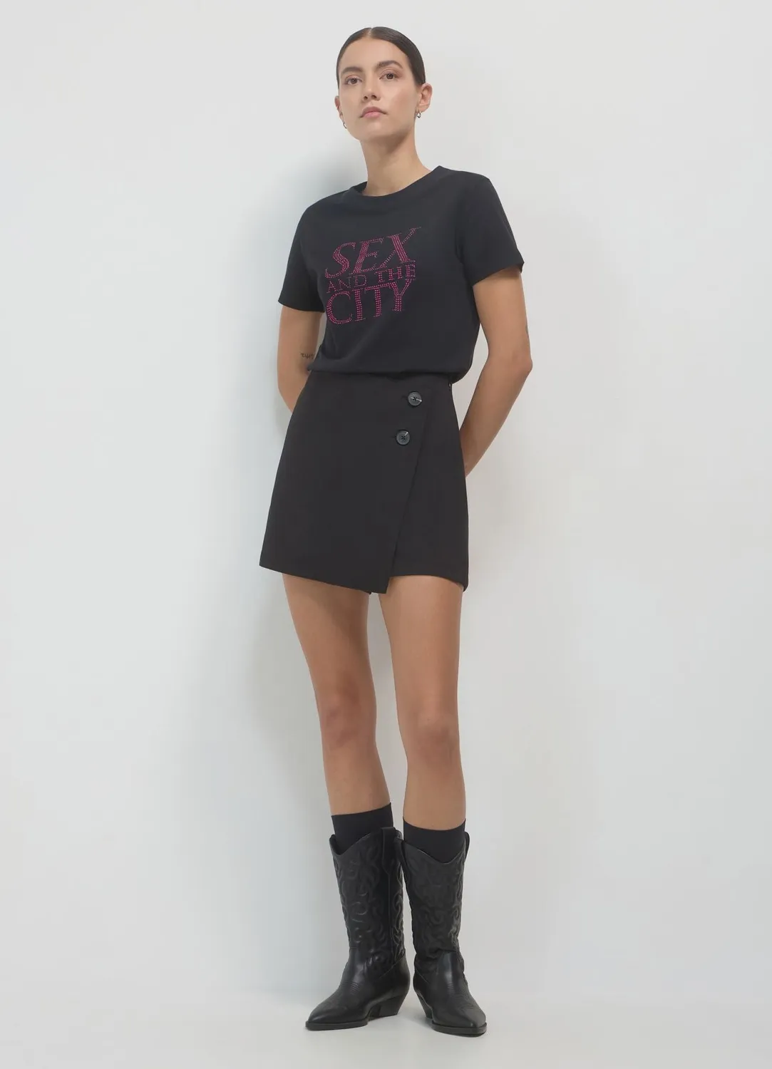 Calliope jupe-short femme asymétrique boutons