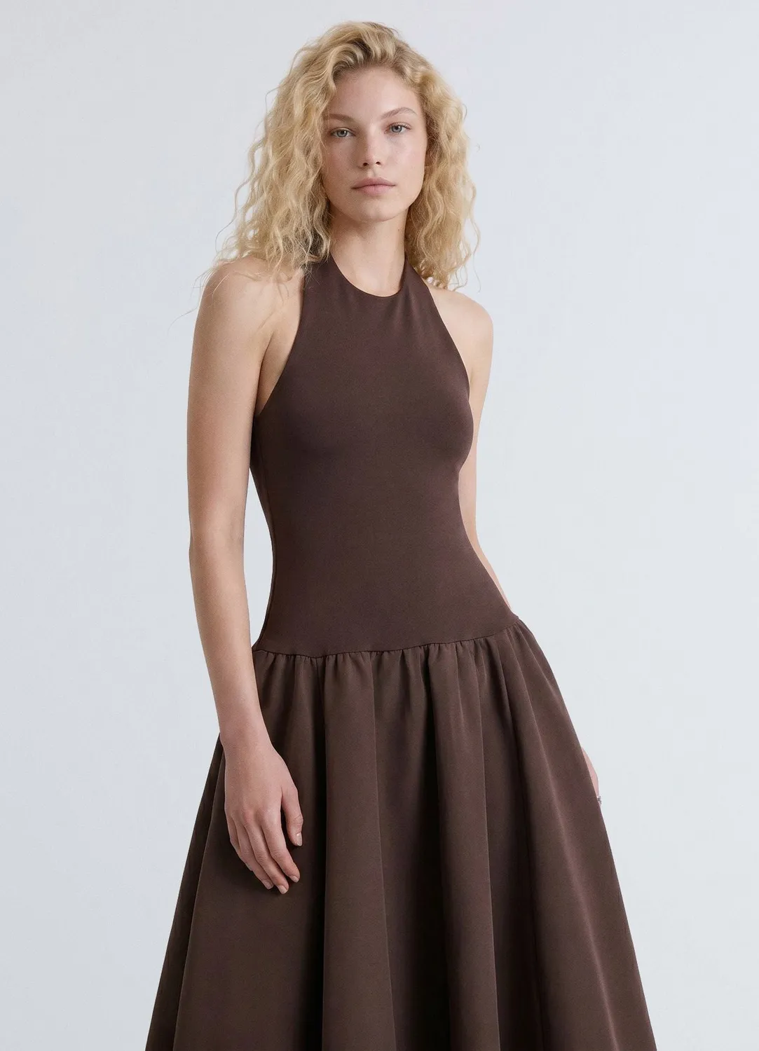 Calliope Robe Longue Halter femme bicolore sans manches