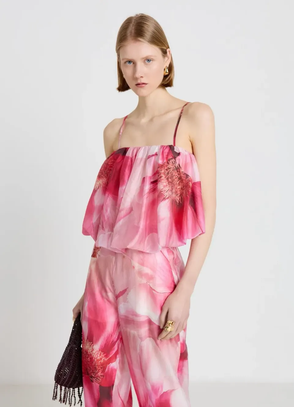 Calliope top ballon femme fleurs bretelles
