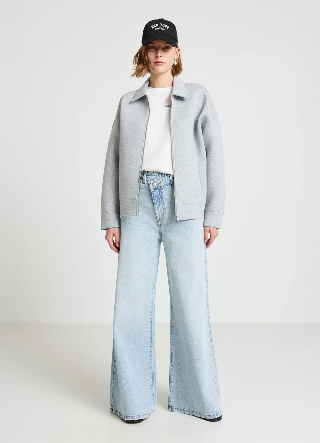 Calliope jean wide leg femme taille haute délavé