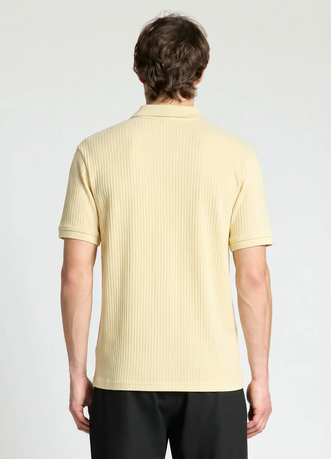 Calliope polo homme côtelé col V sans boutons