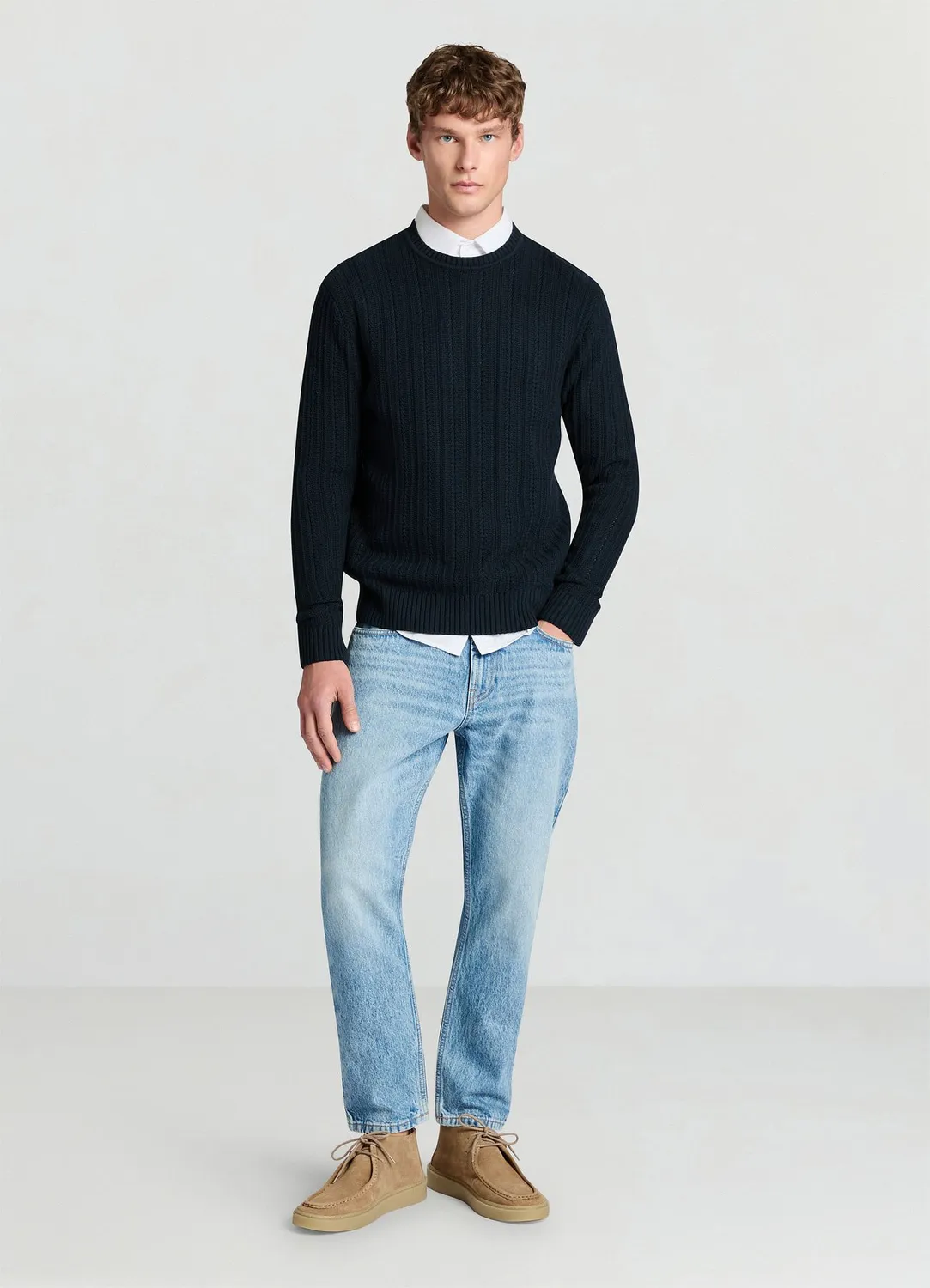 Calliope pull homme torsades col rond manches longues