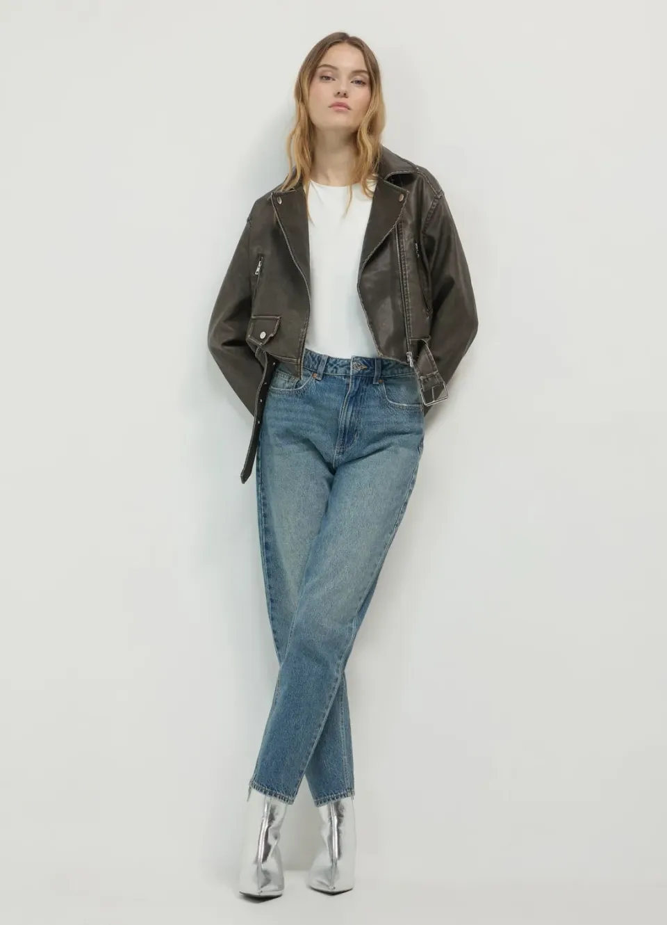 Calliope jean mom taille haute femme délavé