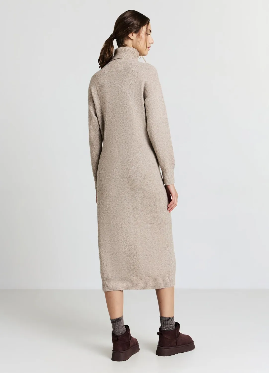 Calliope robe col roulé maille femme midi