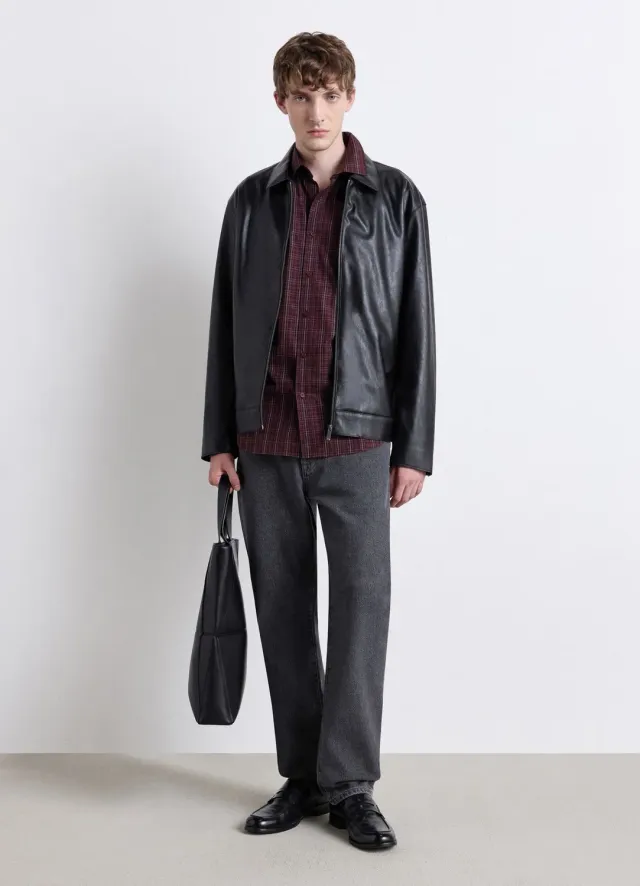 Calliope veste simili cuir homme zip col chemise