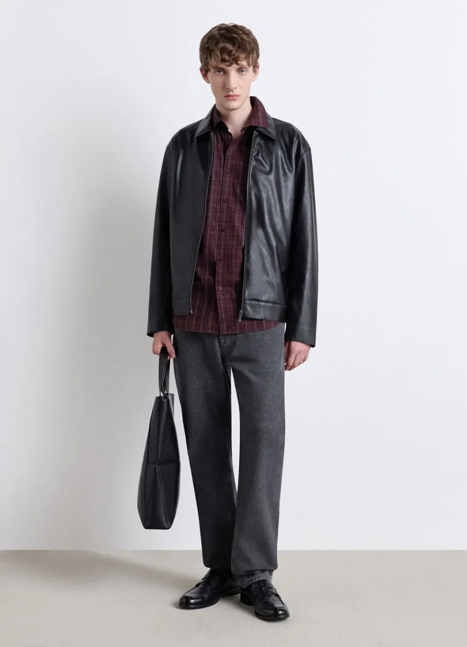 Calliope veste simili cuir homme zip col chemise