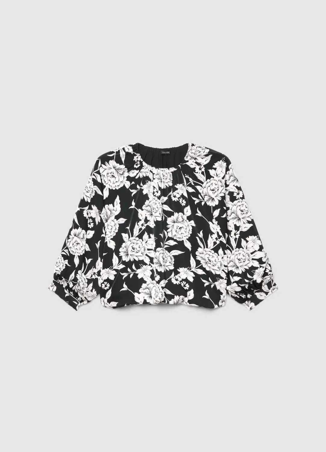 Calliope blouse satinée fleurs manches ballon femme