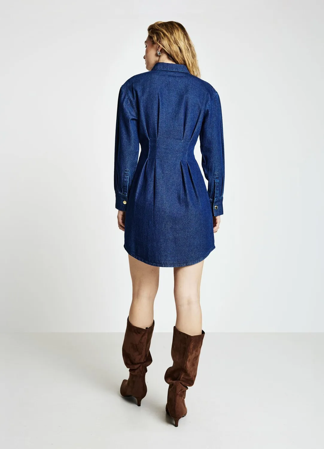 Calliope robe denim femme boutons pinces XS