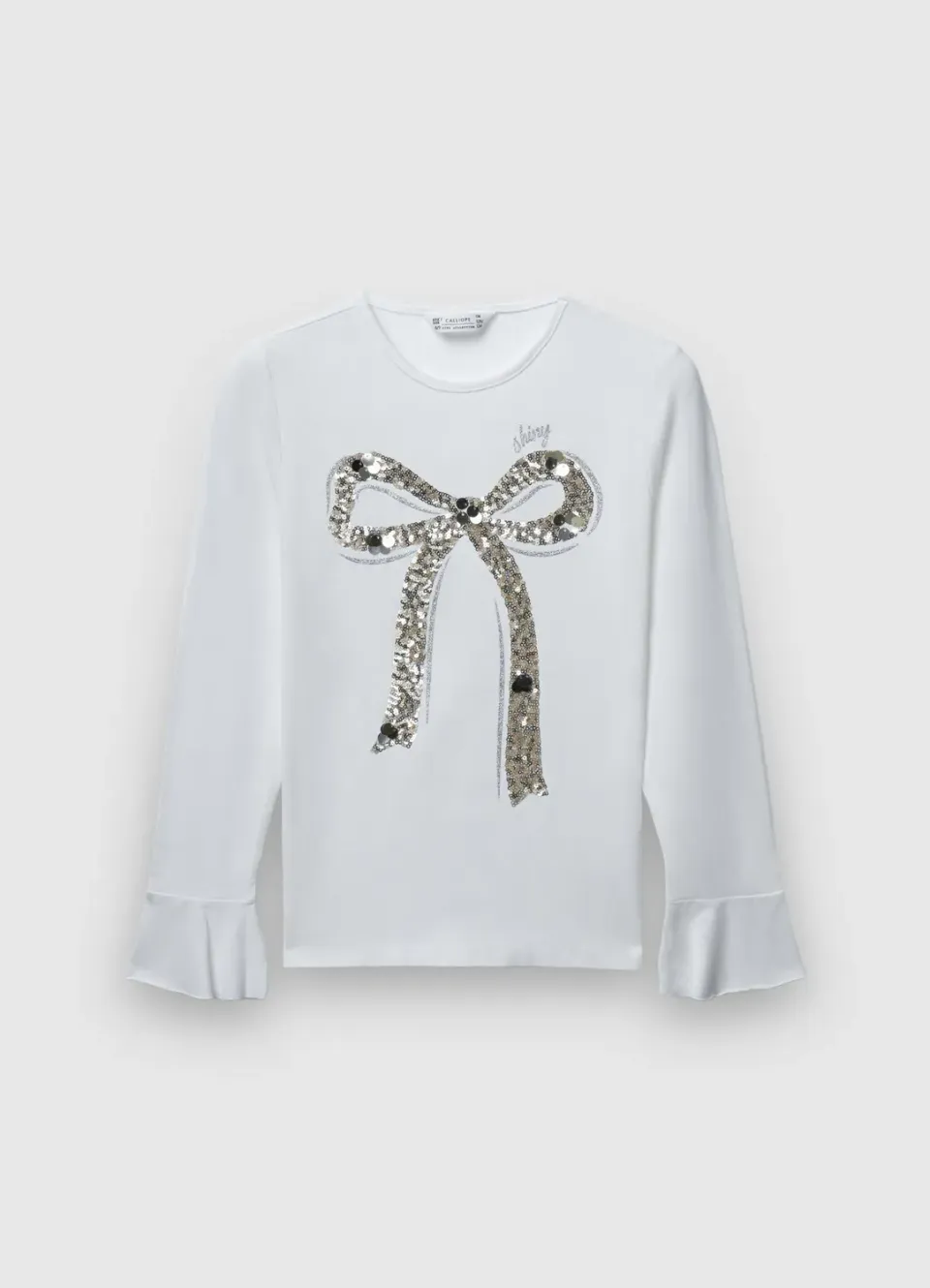 Calliope Fiocco Paillettes T-shirt fille manches longues nœud