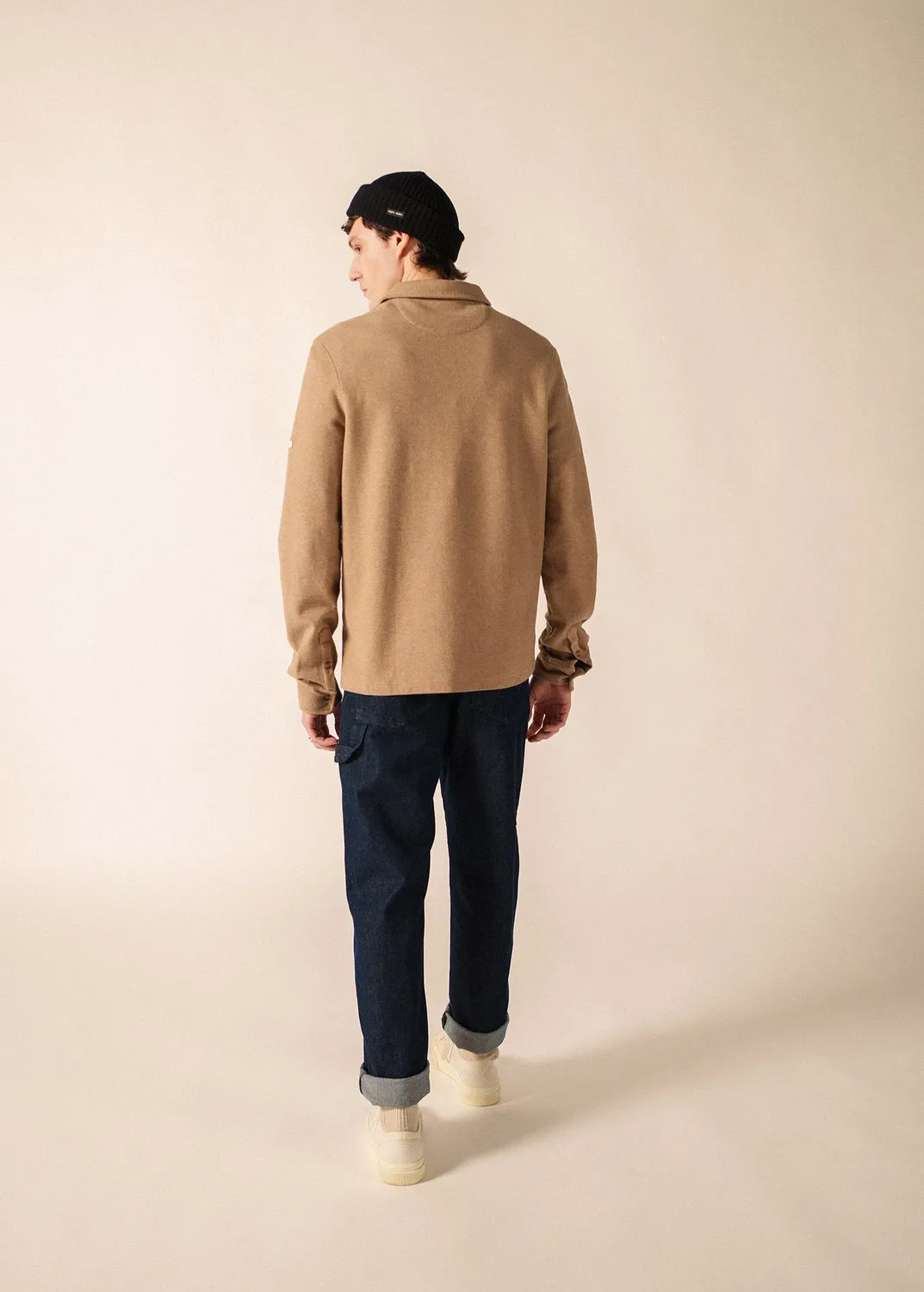 Saint James Milo polo beige foncé coton manches longues