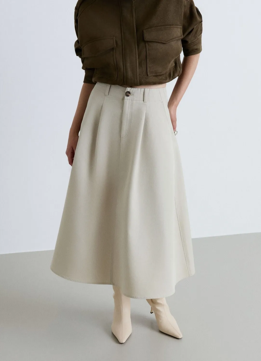 Calliope jupe femme plissée taille haute à poches
