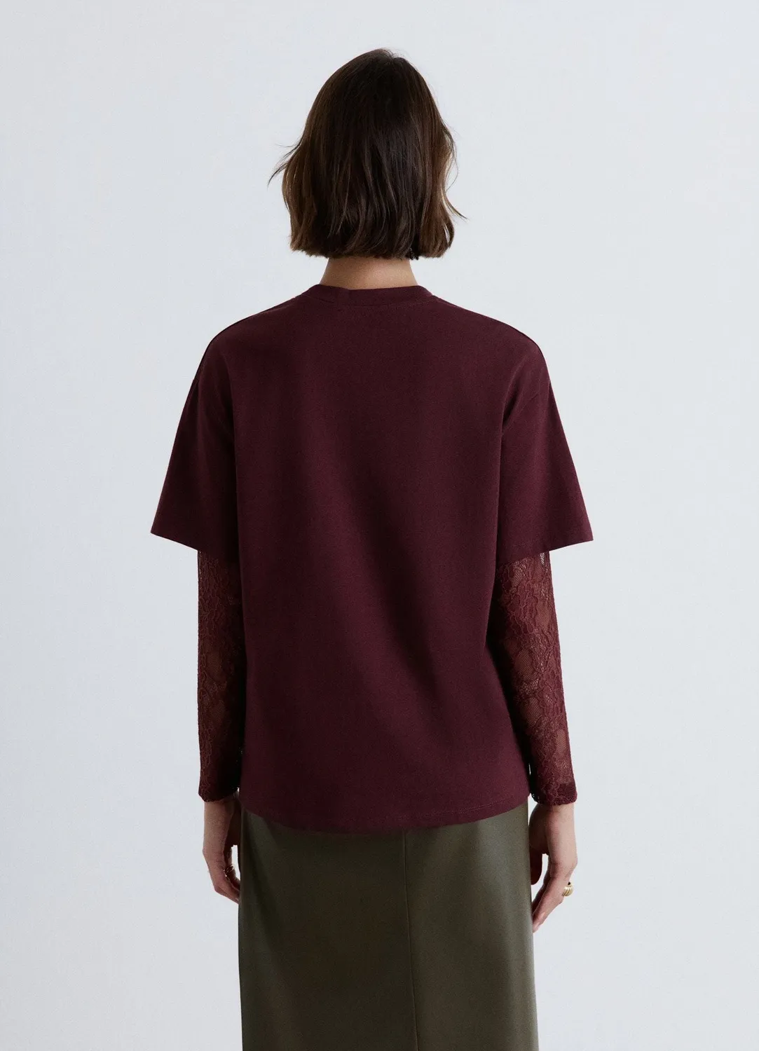 Calliope T-shirt manches dentelle col rond