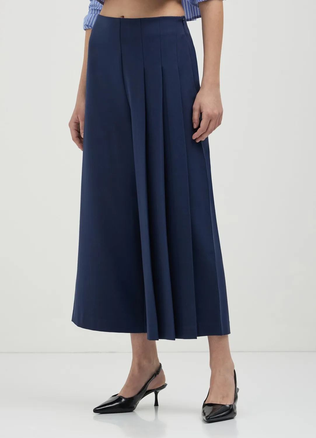 Calliope pantalon culotte à plis femme zip latéral