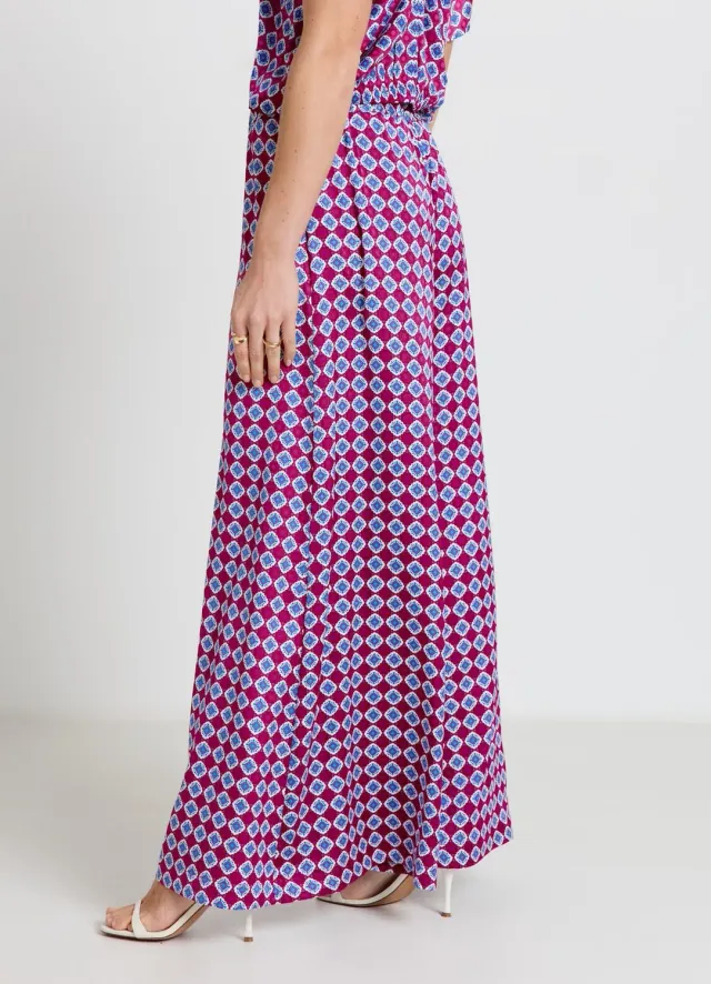 Calliope jupe-pantalon satinée femme à motifs