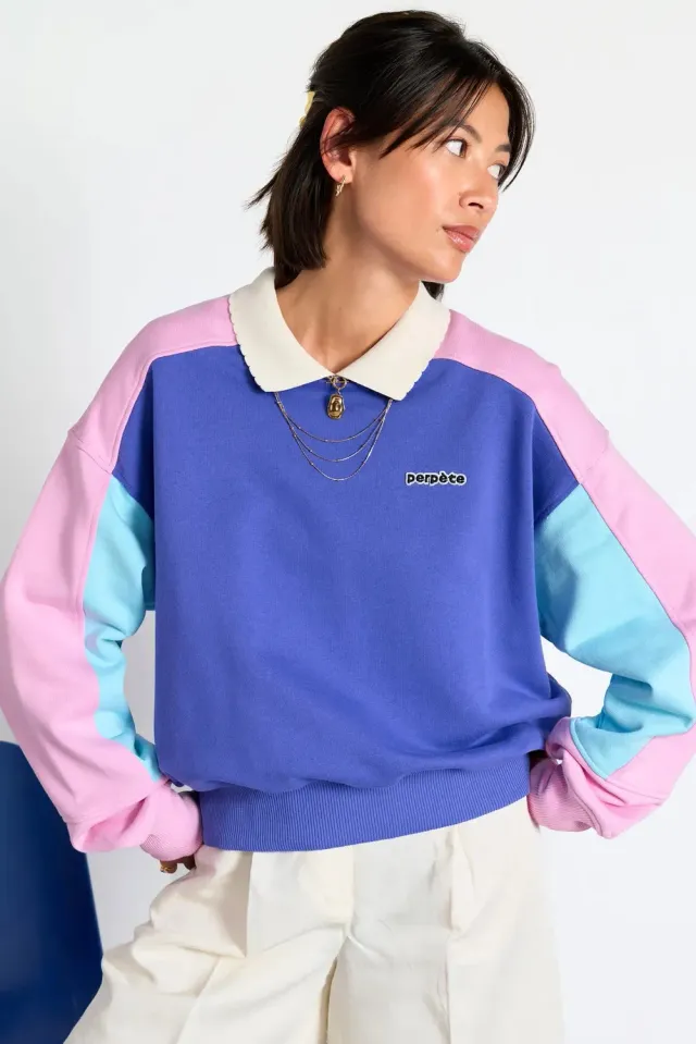 Perpète Mel sweat mauve col croquet