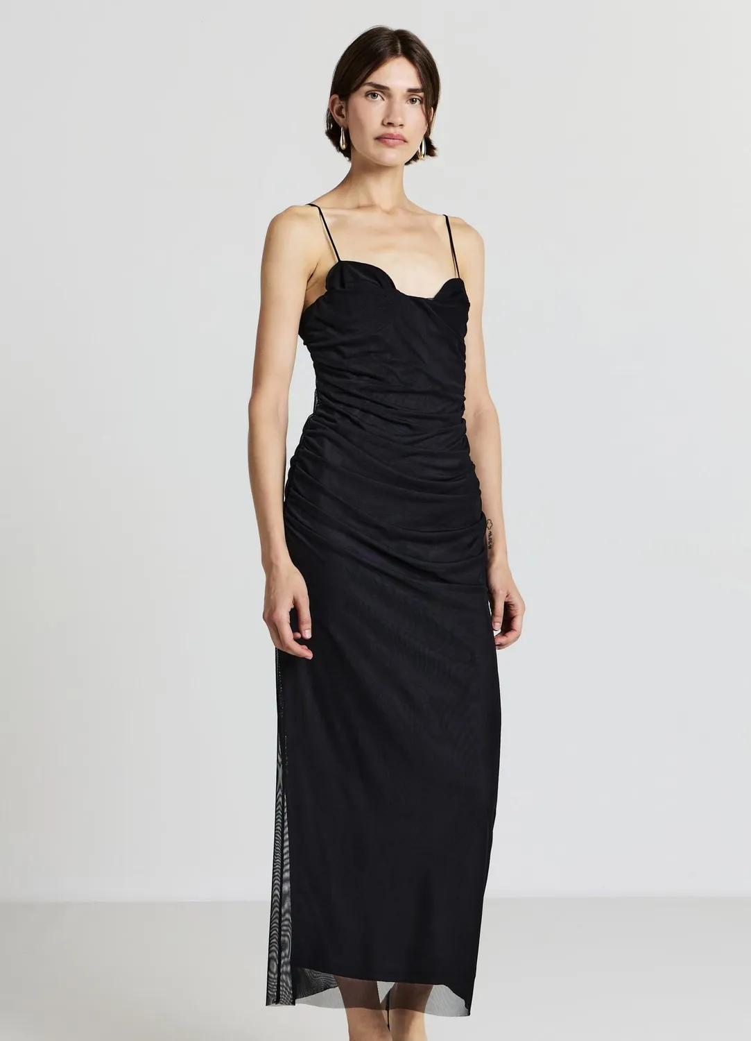 Calliope Atelier tulle robe longue femme drapée