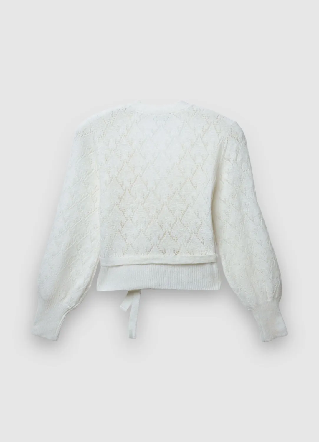 Calliope pull col V ajouré nœud femme manches longues