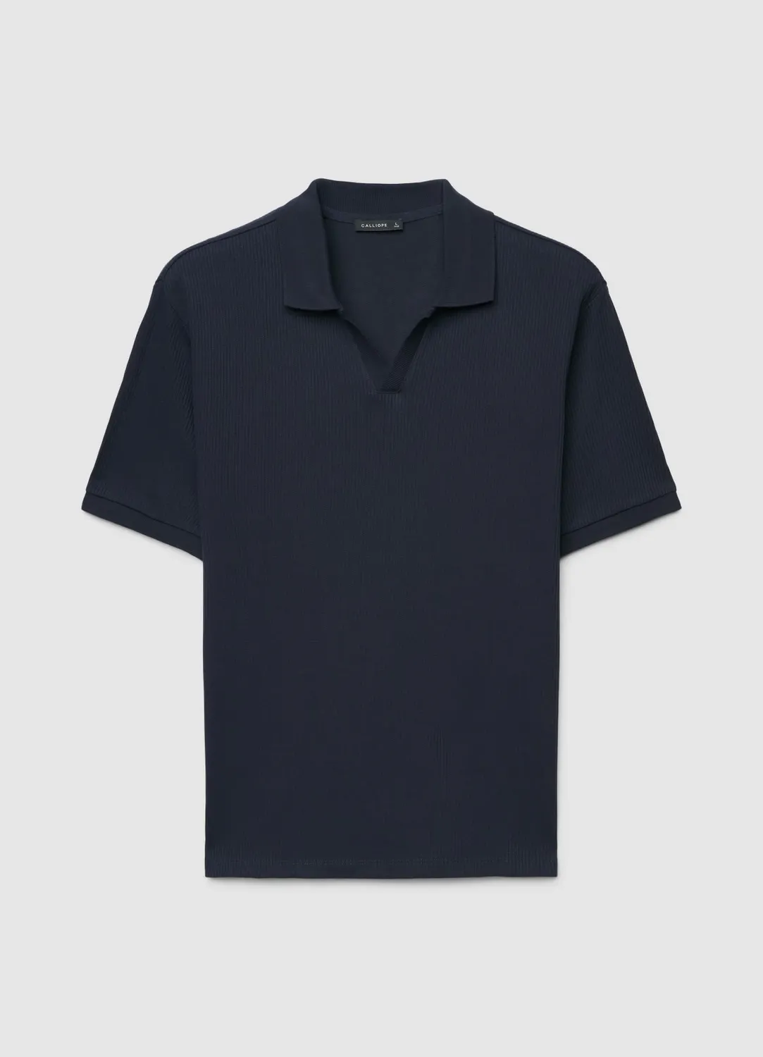 Calliope polo homme L col V manches courtes côtelé