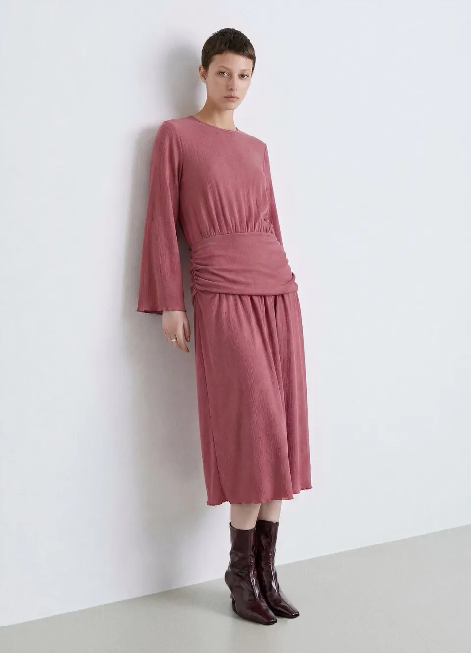 Calliope robe longue froncée femme unie