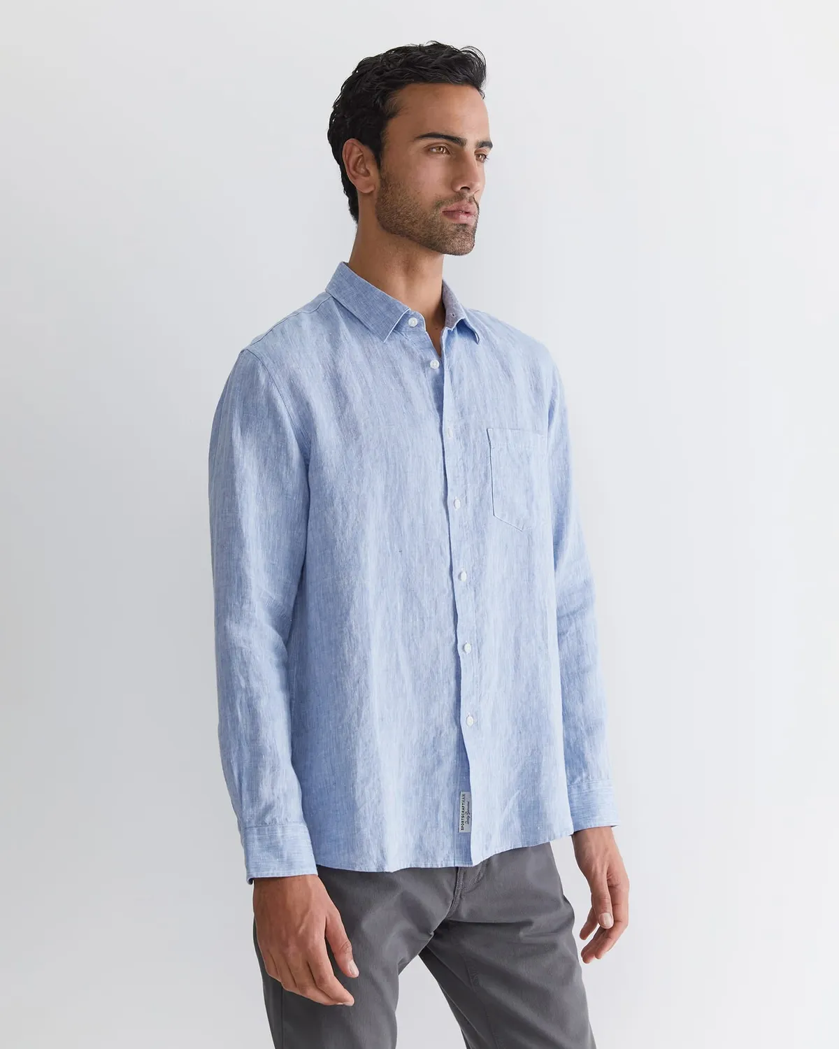 Sportscraft chemise lin manches longues homme regulier