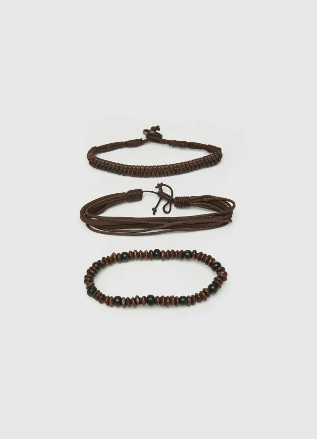 Calliope lot 3 bracelets homme perles réglables