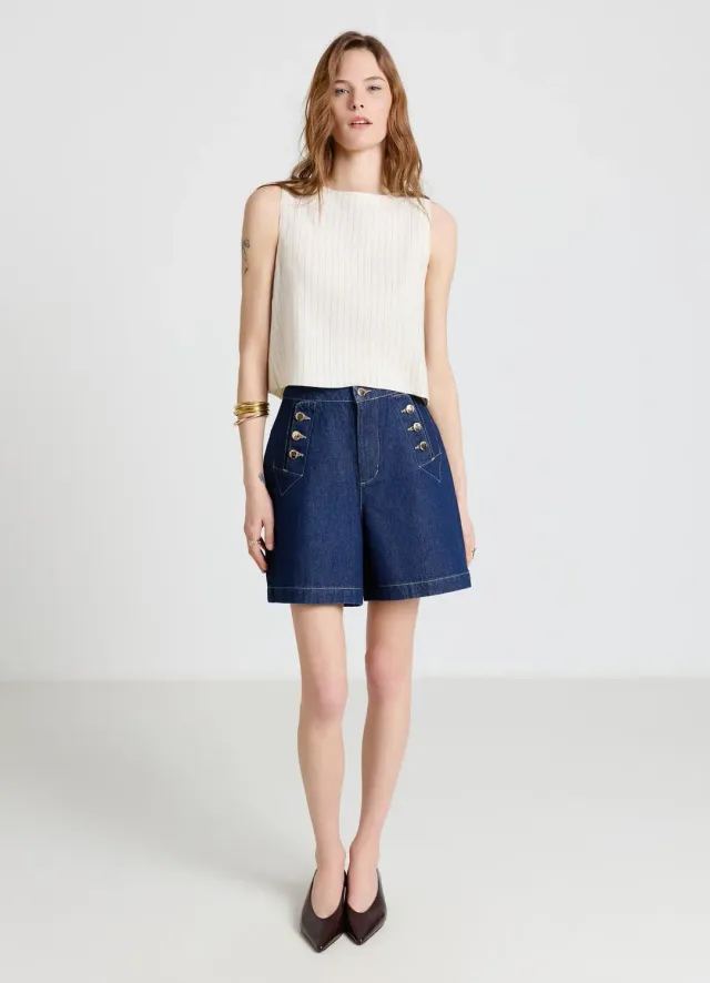 Calliope bermuda denim boutons dorés femme regular