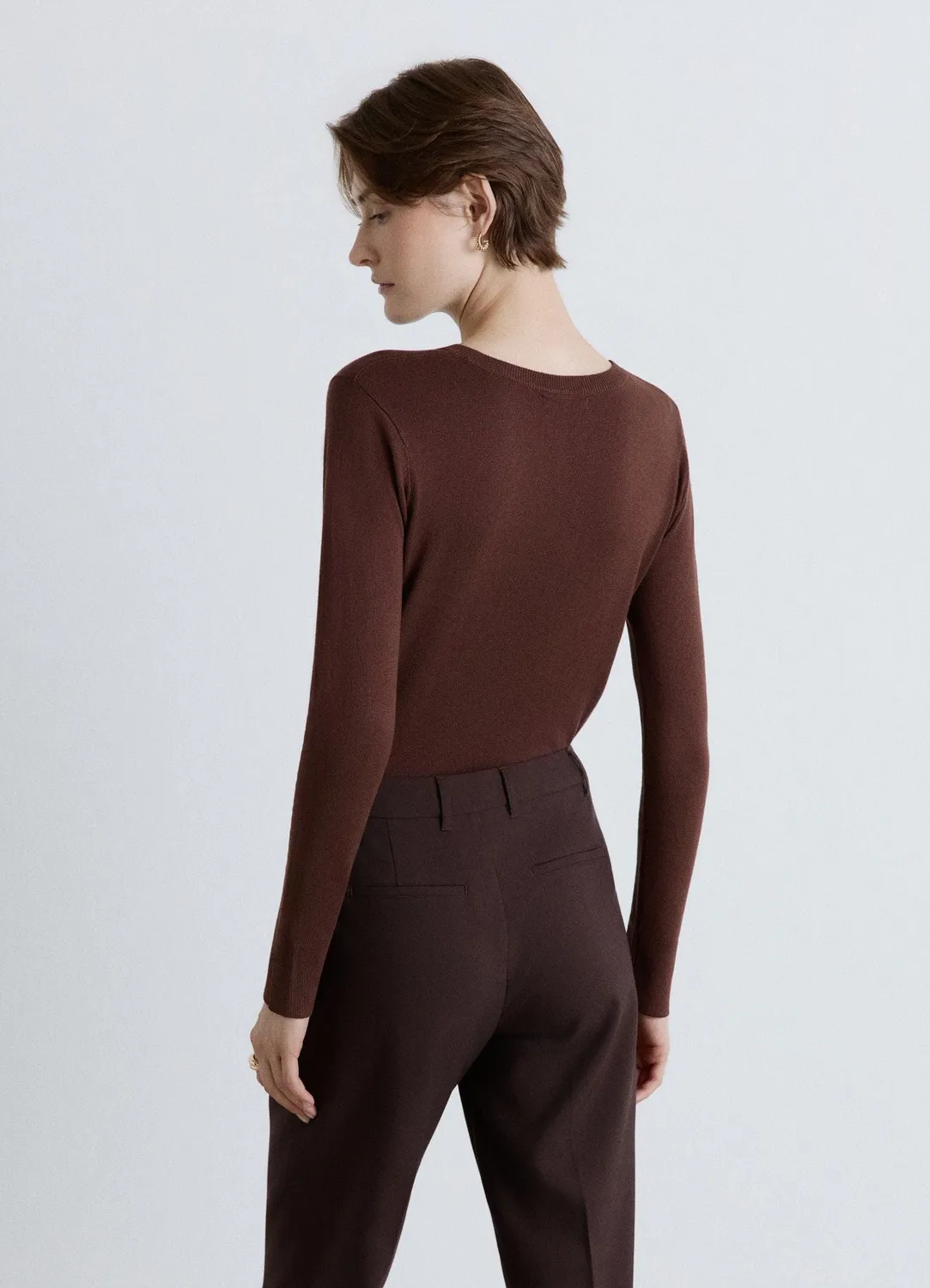 Calliope pull col rond uni femme manches longues