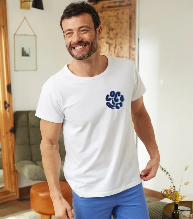 Cocorico Nuage t-shirt pyjama homme blanc coton