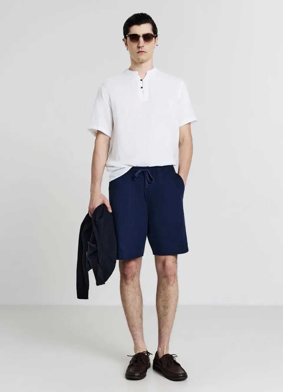 Calliope gaufrée chemise homme coton courte