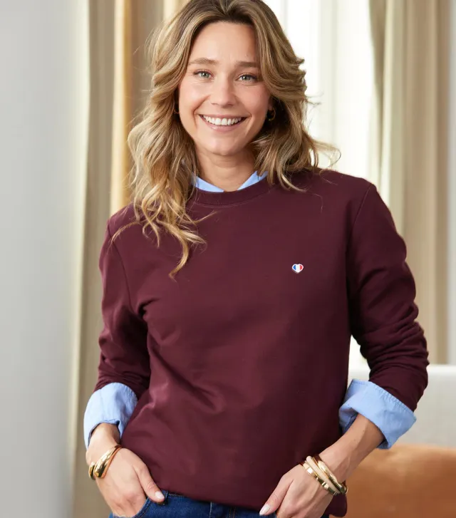 Cocorico Iconique Sweat Femme Bordeaux coton
