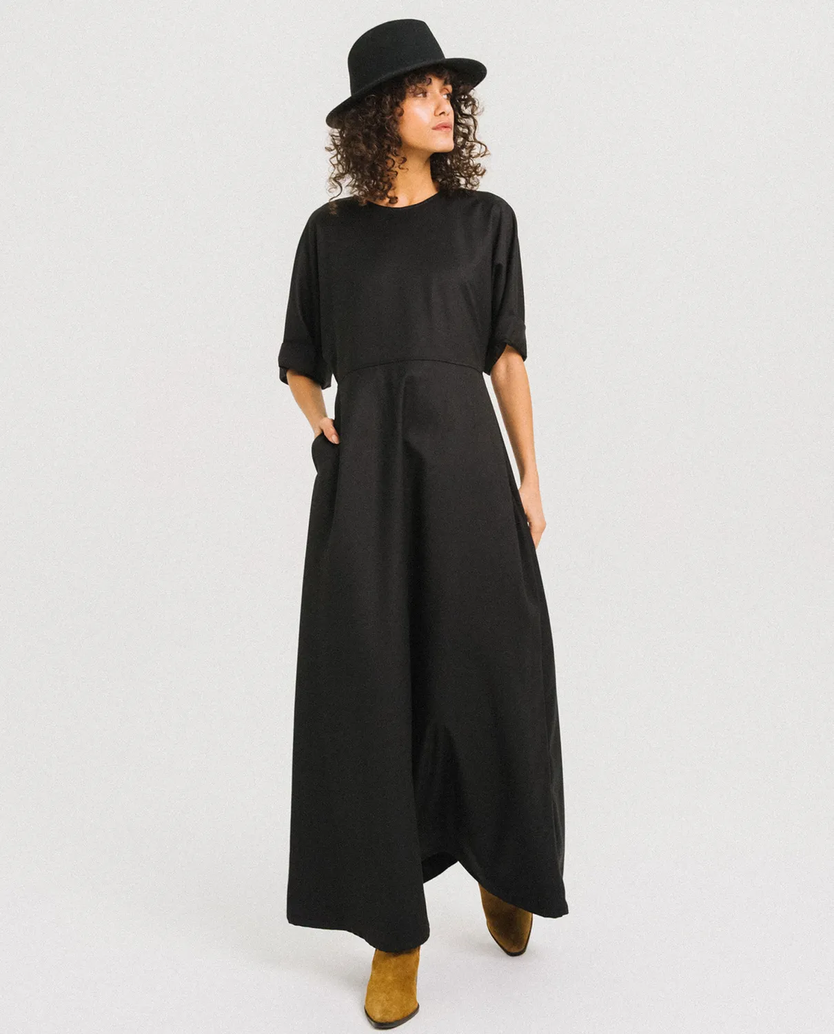 Tinsels Frany robe longue noire gabardine