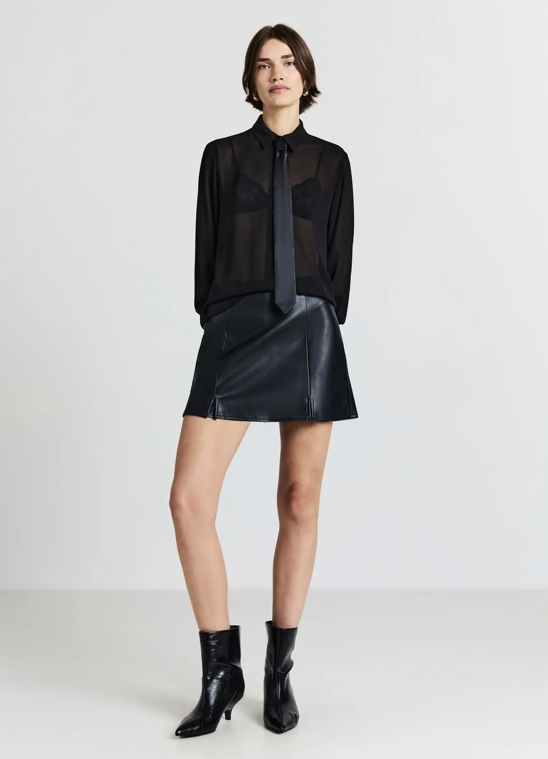 Calliope chemise georgette à lavallière manches longues