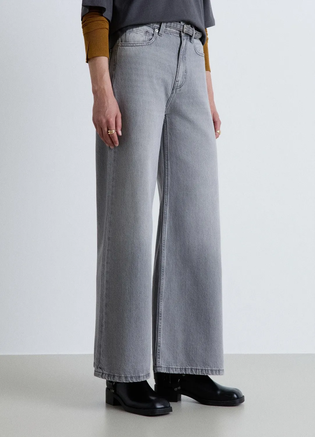 Calliope jean super wide leg femme taille haute ceinture