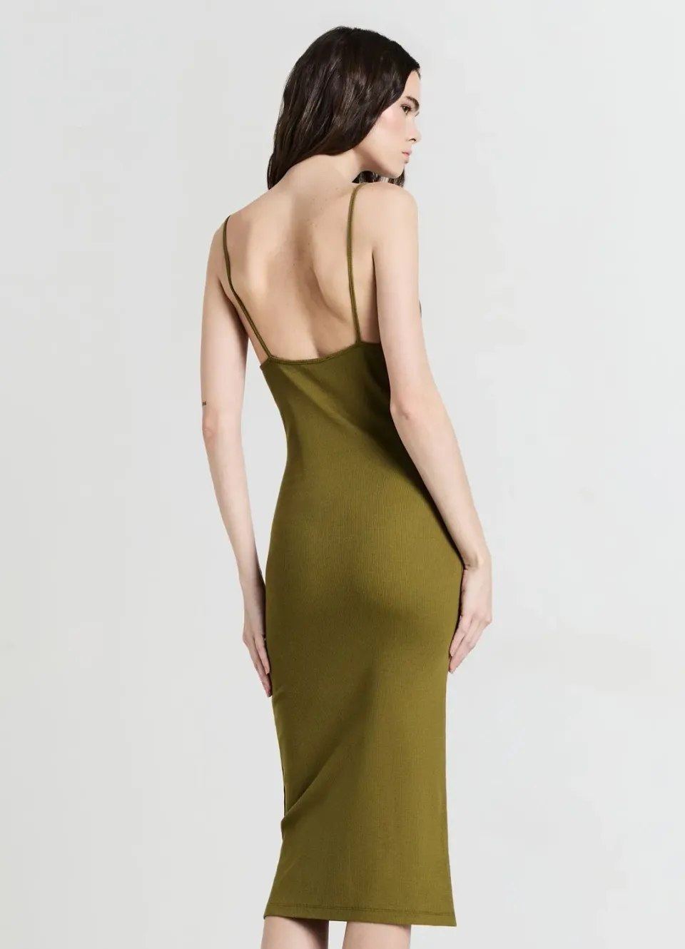 Calliope robe longue côtelée bretelles fines