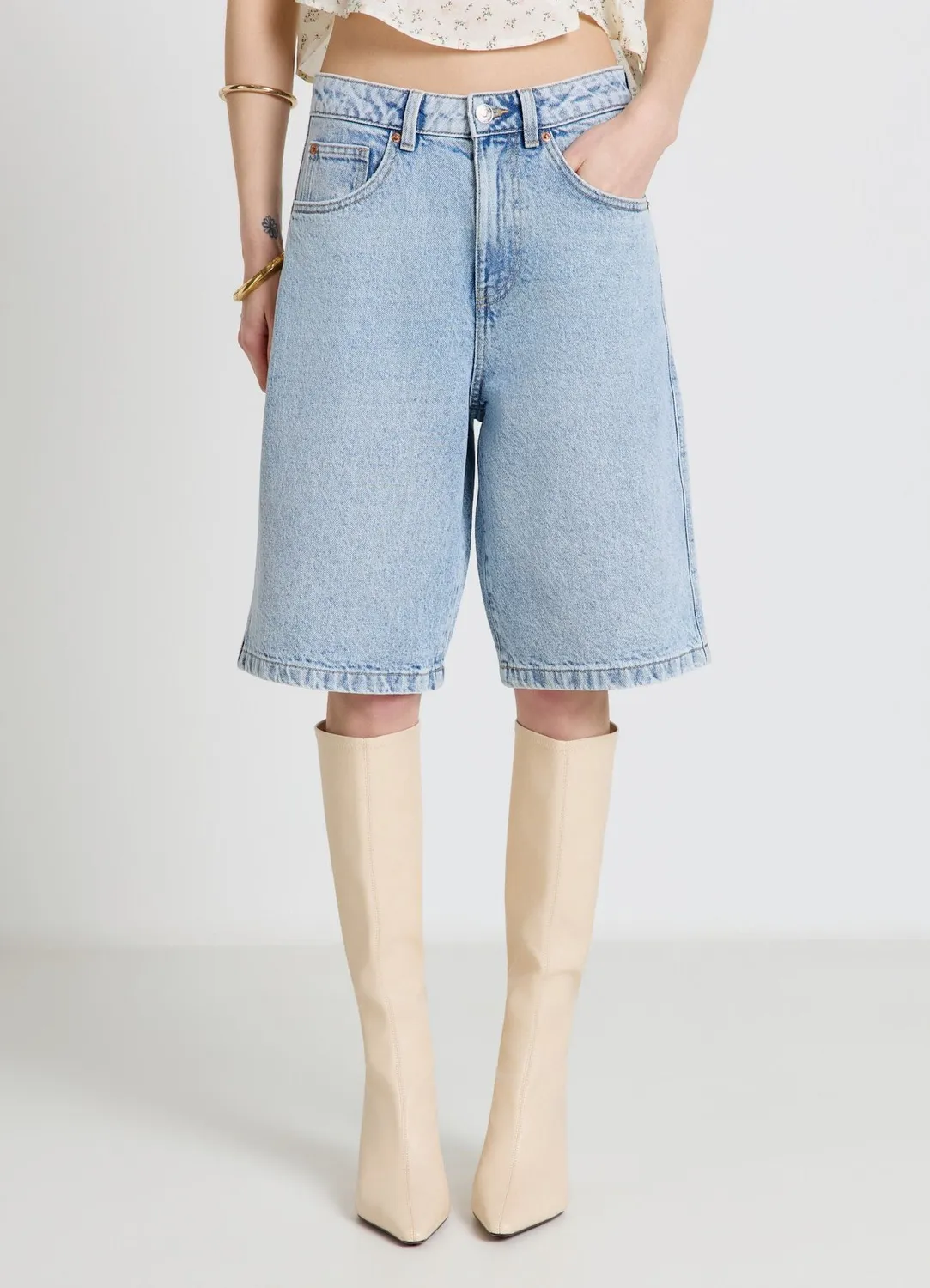 Calliope bermuda jean femme taille haute