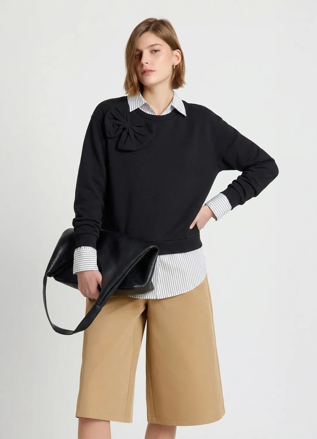 Calliope sweat femme col rond nœud épaule