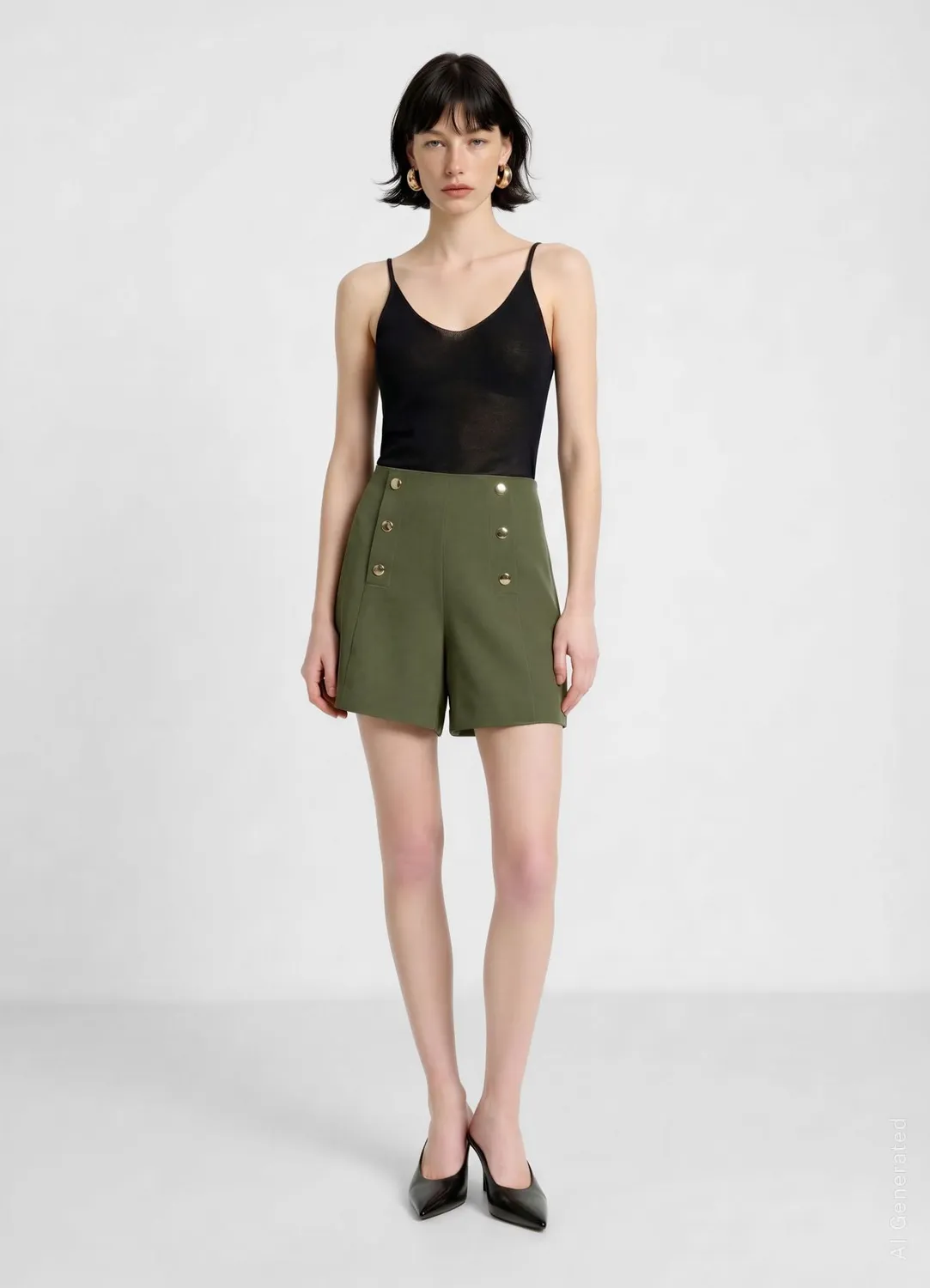 Calliope shorts boutons femme taille haute