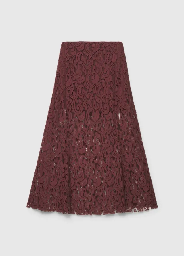 Calliope jupe longue femme dentelle evasee doublure