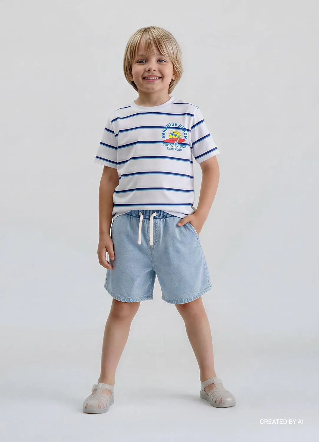 Calliope t-shirt over rayé garçon surf manches courtes