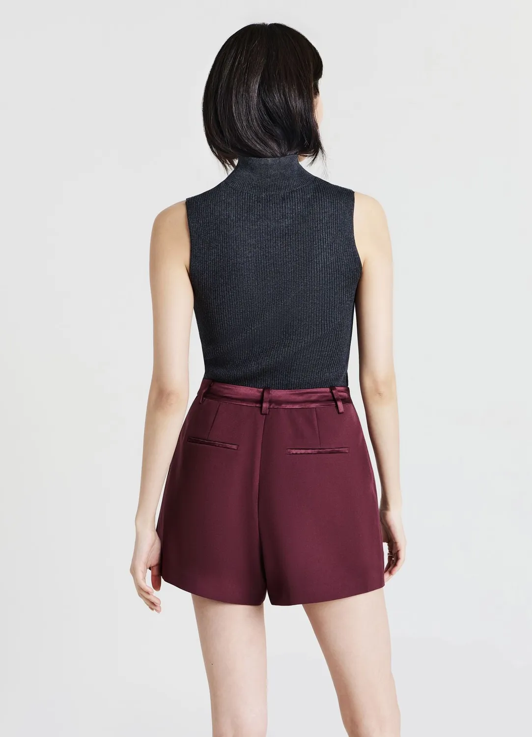 Calliope short habillé femme taille haute ceinture satinée