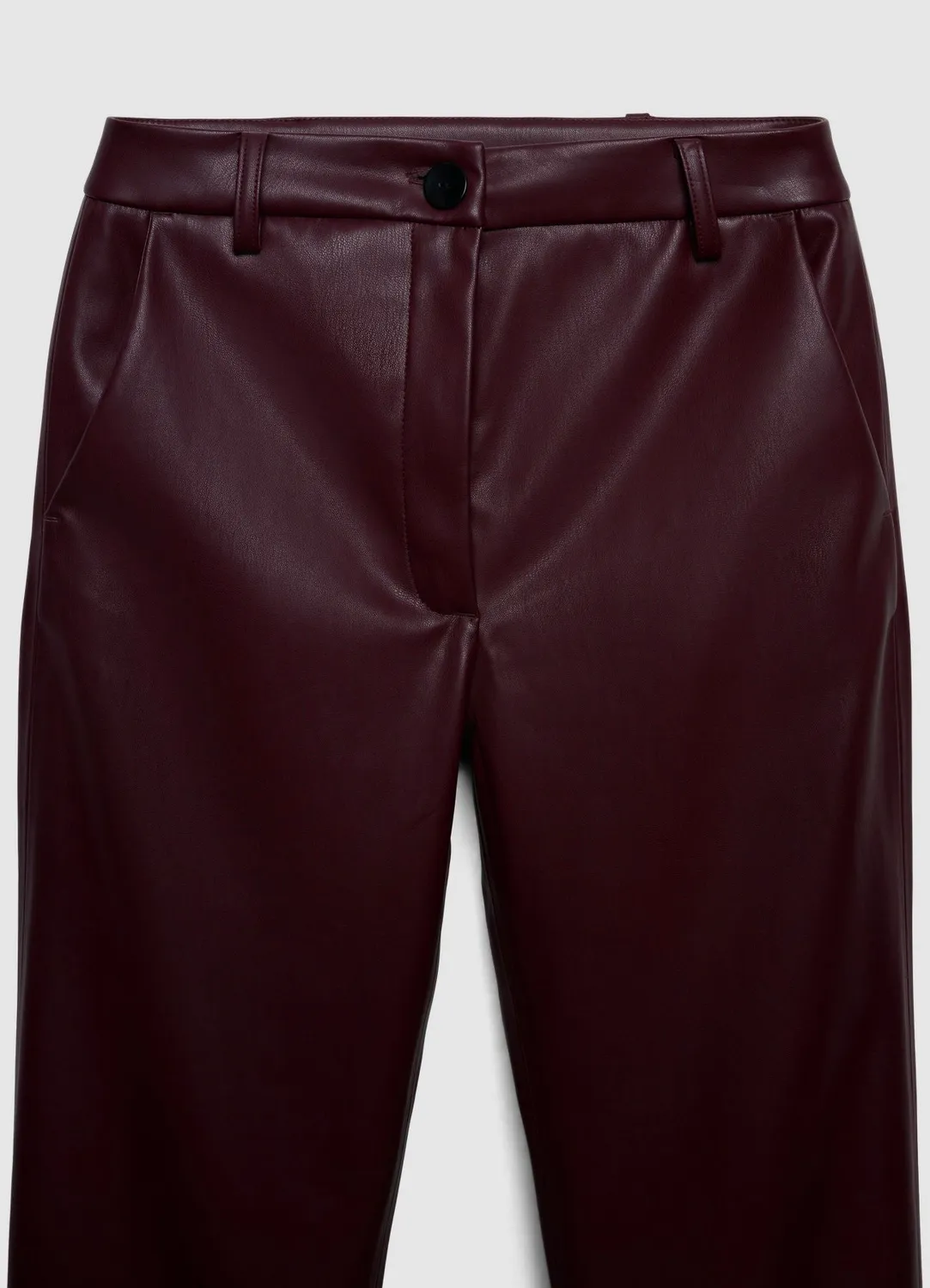 Calliope pantalon straight simil cuir noir bouton zip