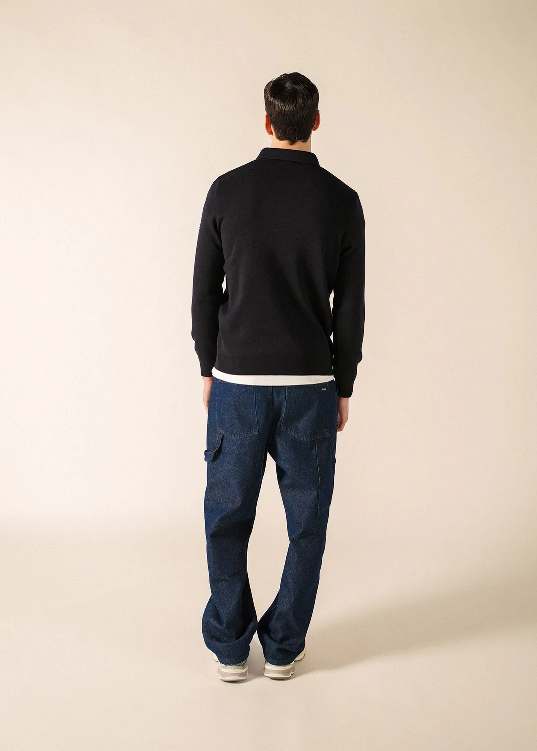 Saint James Baden pull navy col polo laine