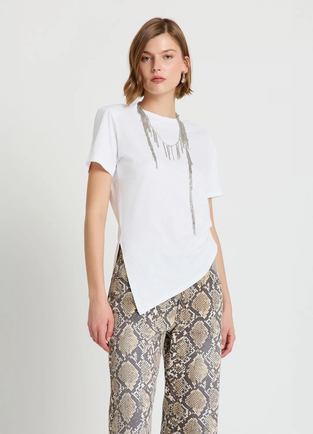Calliope t-shirt froncé latéral femme asymétrique
