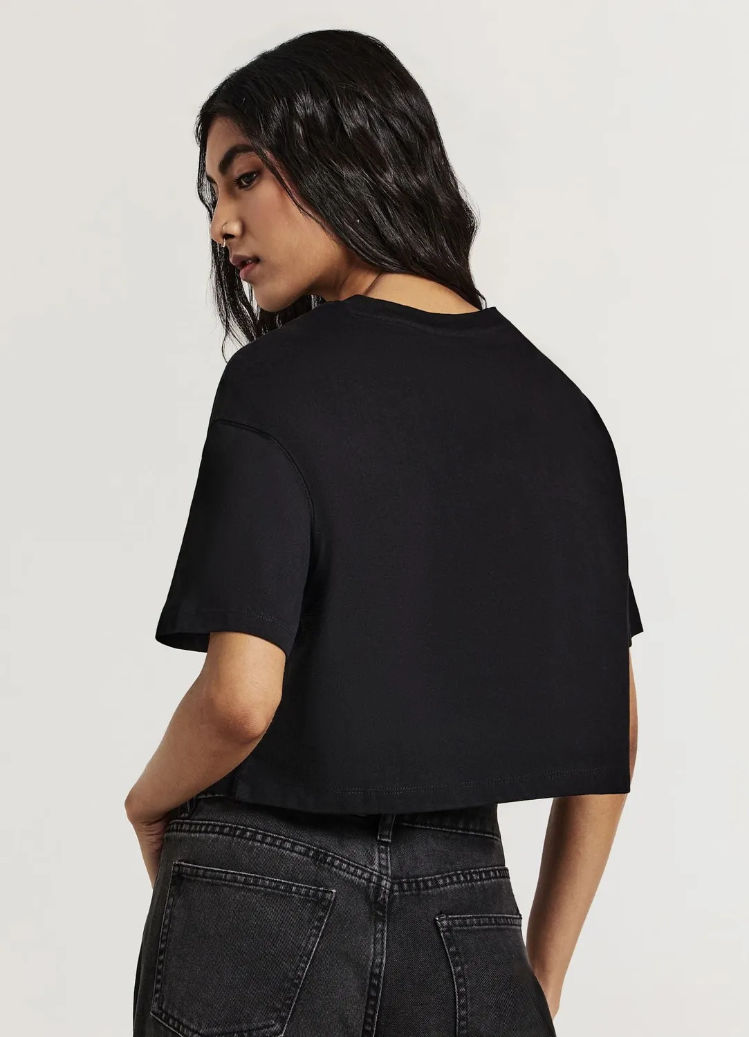 Calliope t-shirt crop femme coton col rond