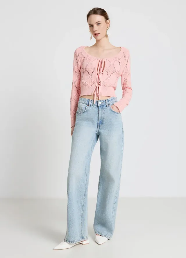 Calliope cardigan ajouré à nœuds femme taille S crop