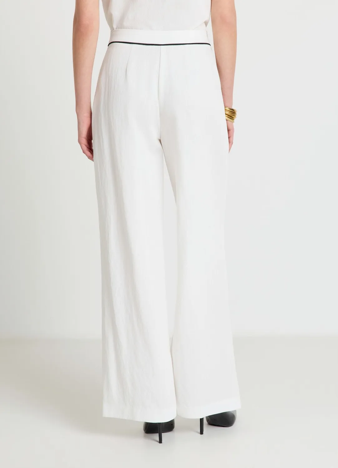 Calliope Pantalon palazzo pinces femme taille haute