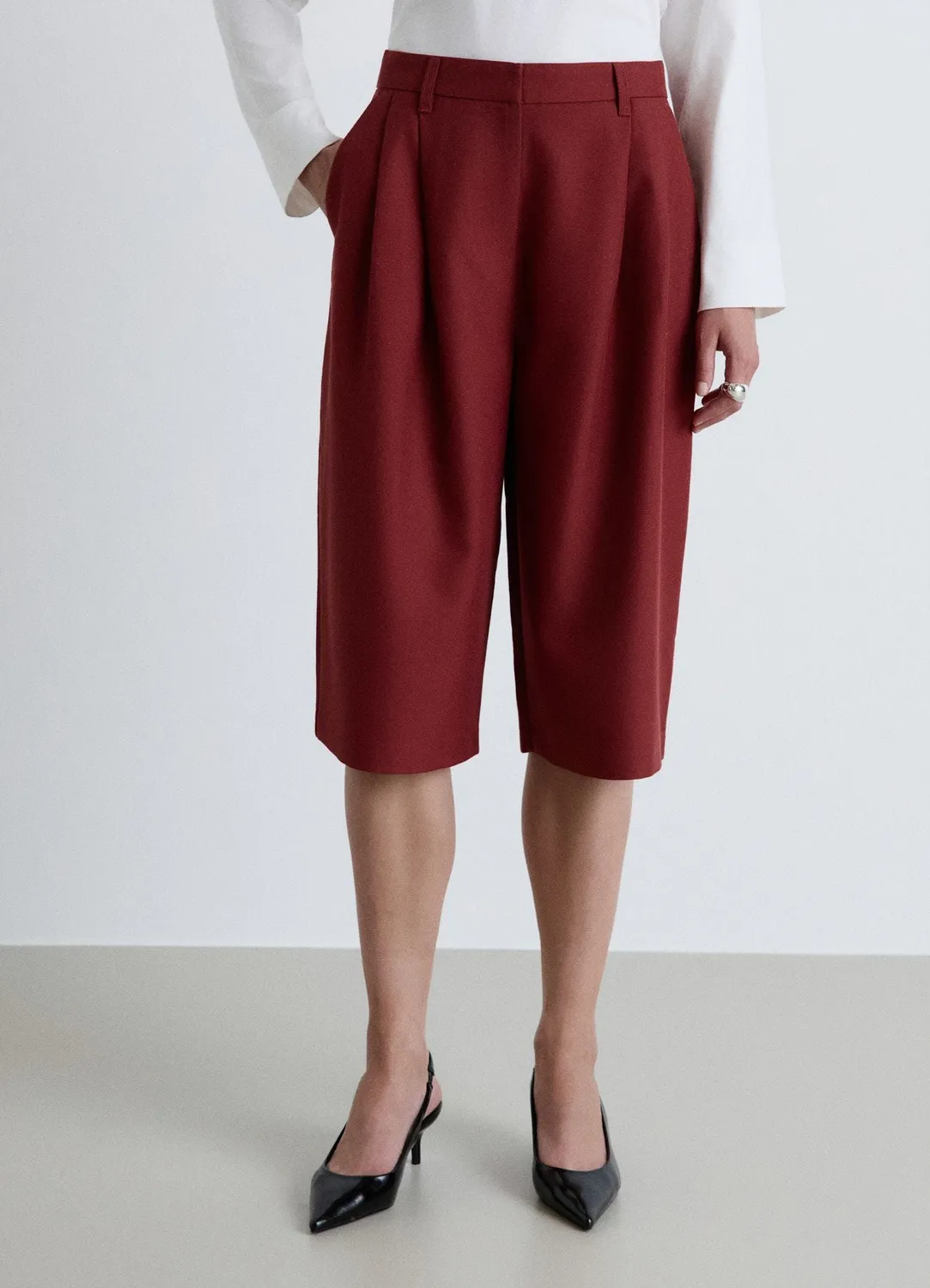 Calliope bermuda shorts femme taille haute pinces