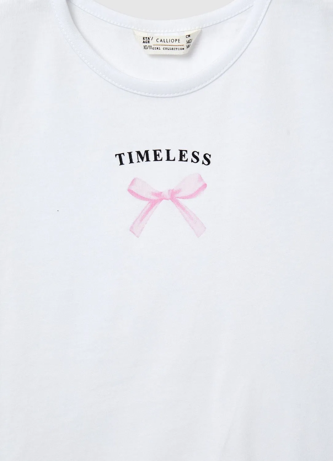 Calliope Écriture et Nœud t-shirt fille unie