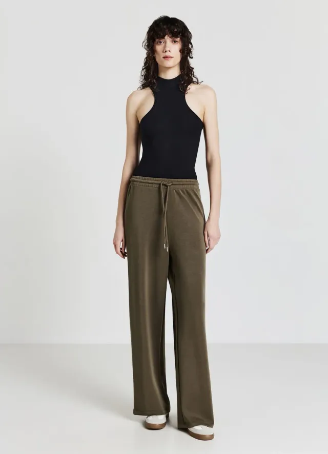 Calliope Palazzo pantalon large femme uni cordon