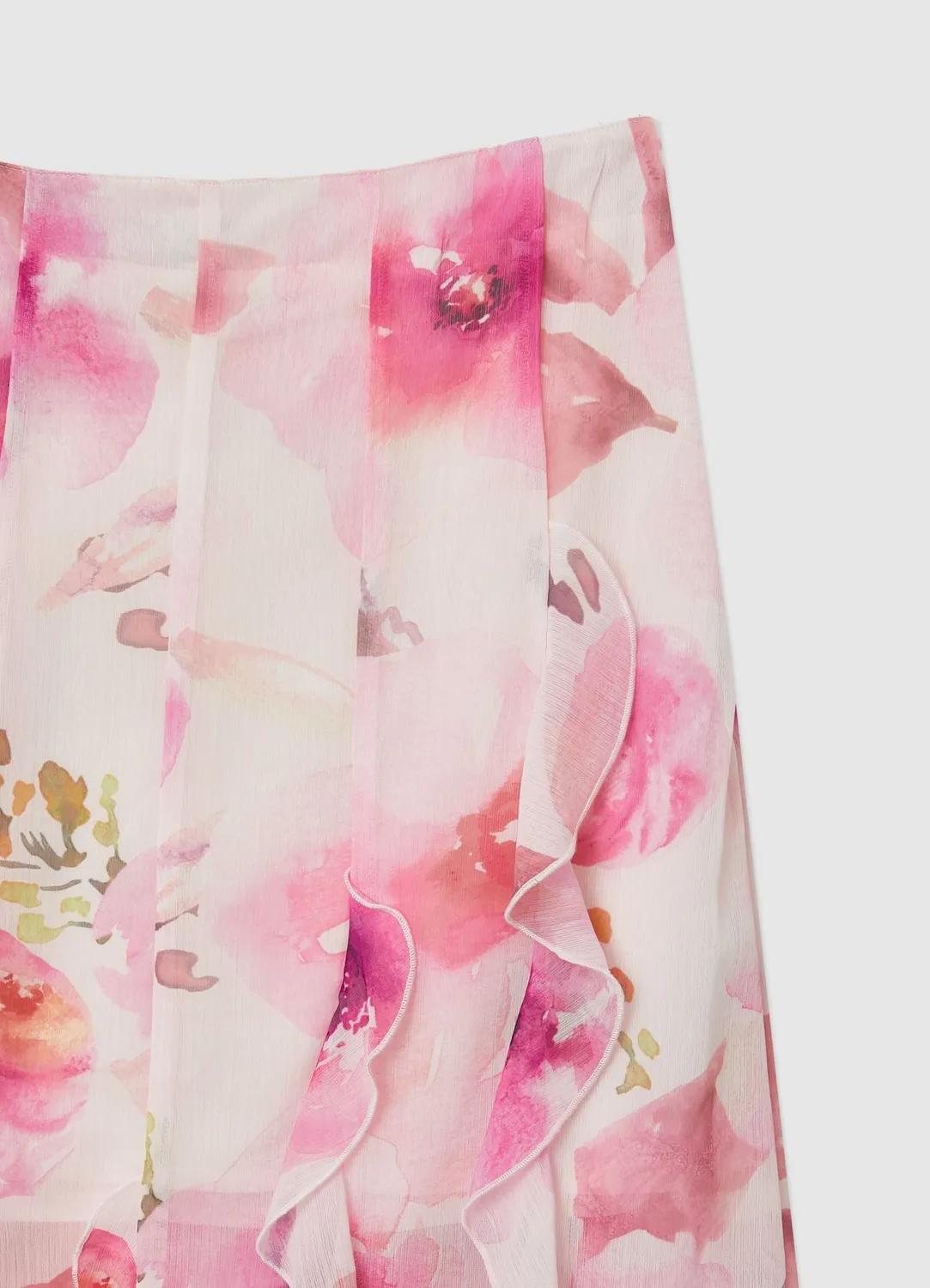 Calliope jupe midi femme fleurs à volants fluide
